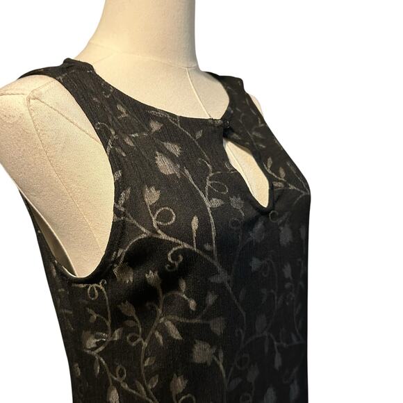 Saint Tropez West VTG Dress SZ 8 Sheer Overlay Lace Floral Black Sleeveless USA - Picture 6 of 10